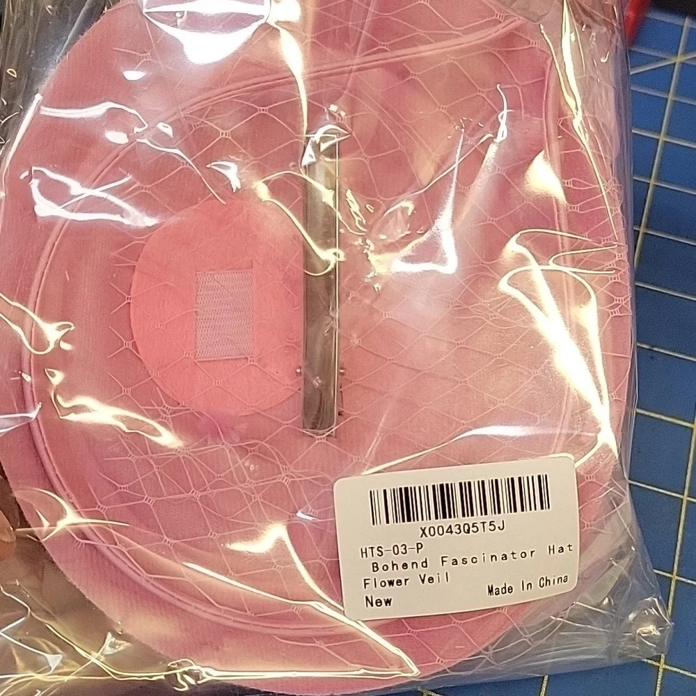 Bohend FASCINATOR Elegant Pink Flower Rhinestine Veil New